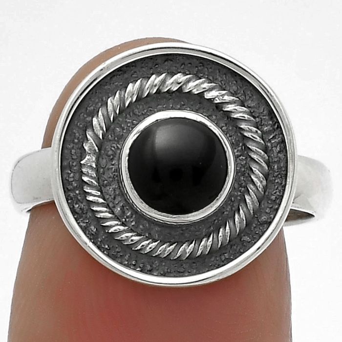 Natural Black Onyx - Brazil Ring size-7.5 SDR175729 R-1439, 6x6 mm