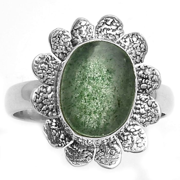 Natural Green Aventurine Ring size-7.5 SDR175770 R-1241, 8x11 mm