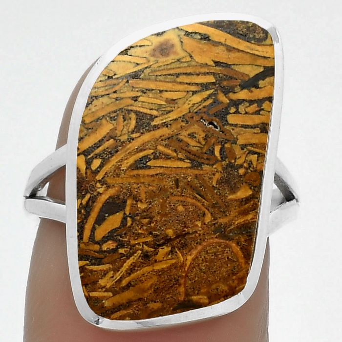 Natural Coquina Fossil Jasper - India Ring size-7 SDR175851 R-1005, 13x23 mm