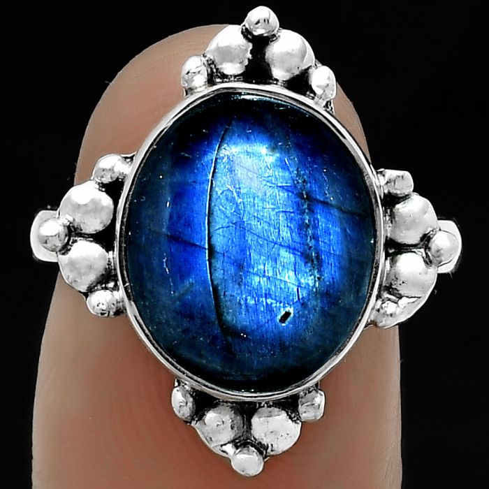 Blue Fire Labradorite - Madagascar Ring size-8 SDR176036 R-1127, 11x14 mm