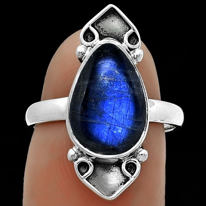 Blue Fire Labradorite - Madagascar Ring size-7 SDR176079 R-1204, 9x14 mm