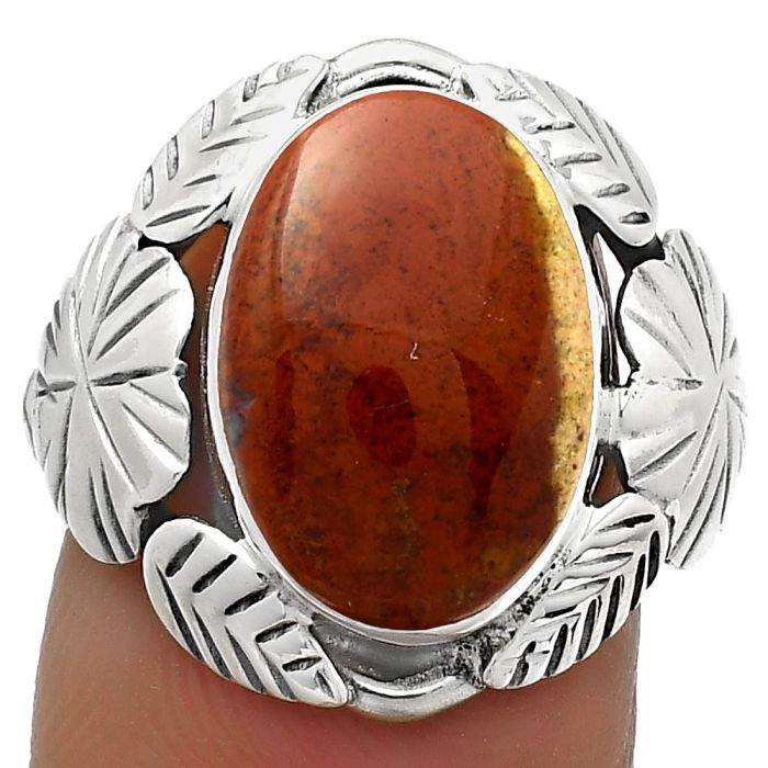 Southwest Design - Red Moss Agate Ring size-7 SDR176223 R-1352, 10x15 mm