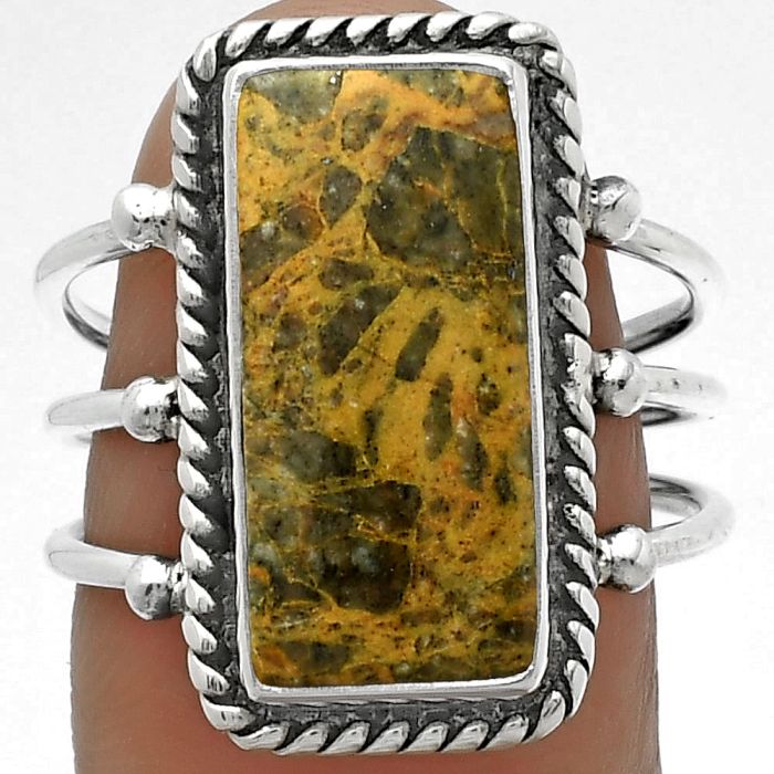 Natural Moroccan Yellow Jacket Jasper Ring size-8 SDR176263 R-1010, 8x18 mm