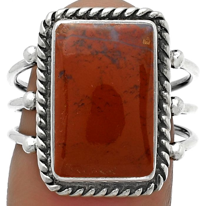 Natural Red Moss Agate Ring size-8 SDR176302 R-1010, 10x16 mm