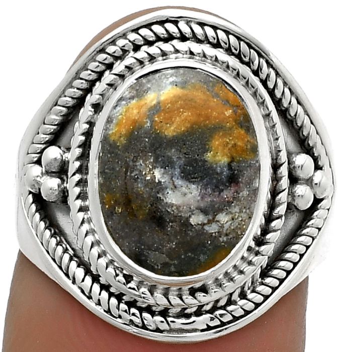 Natural Indian Blanket Jasper Ring size-7.5 SDR176473 R-1258, 9x12 mm