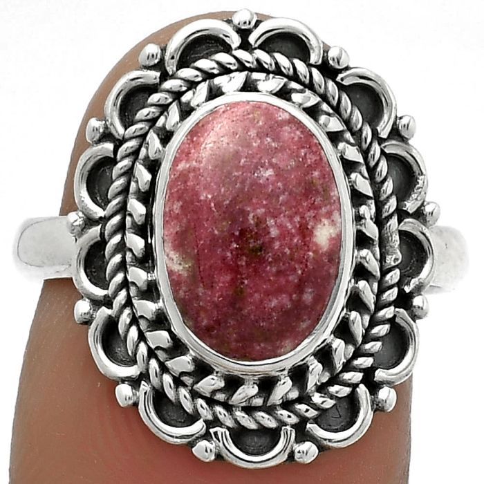 Natural Pink Thulite - Norway Ring size-7.5 SDR176491 R-1256, 8x11 mm