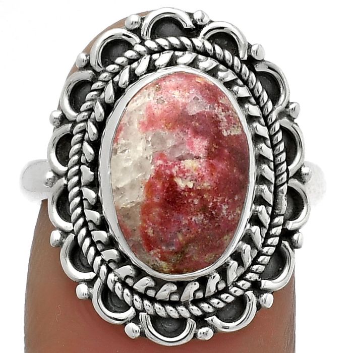 Natural Pink Thulite - Norway Ring size-7 SDR176500 R-1256, 9x12 mm