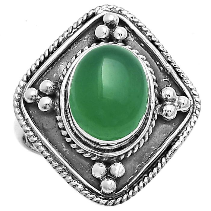 Natural Green Onyx Ring size-8.5 SDR176585 R-1258, 9x11 mm