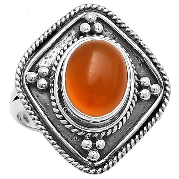 Natural Carnelian Ring size-8 SDR176591 R-1258, 8x10 mm