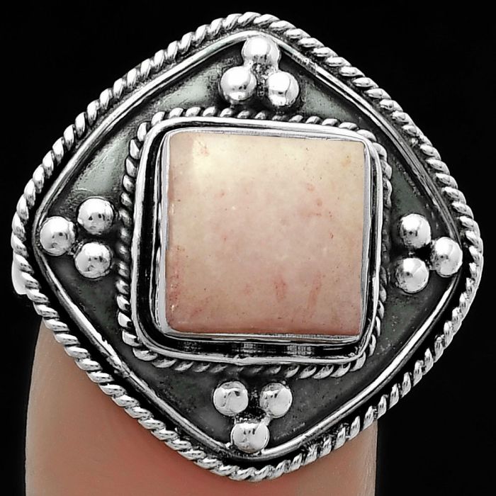 Natural Pink Scolecite Ring size-8.5 SDR176623 R-1258, 10x10 mm