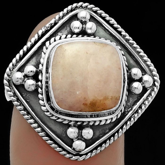 Natural Pink Scolecite Ring size-8 SDR176624 R-1258, 10x10 mm