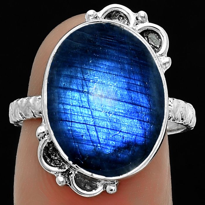 Blue Fire Labradorite - Madagascar Ring size-8 SDR176832 R-1103, 12x16 mm