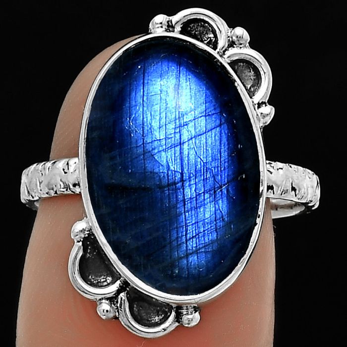 Blue Fire Labradorite - Madagascar Ring size-8 SDR176836 R-1103, 11x17 mm