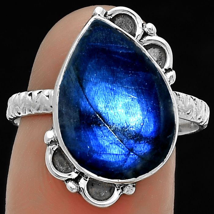 Blue Fire Labradorite - Madagascar Ring size-8.5 SDR176847 R-1103, 12x16 mm