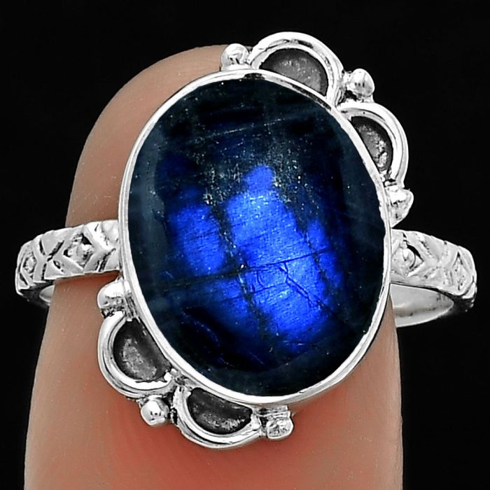 Blue Fire Labradorite - Madagascar Ring size-8.5 SDR176849 R-1103, 11x15 mm