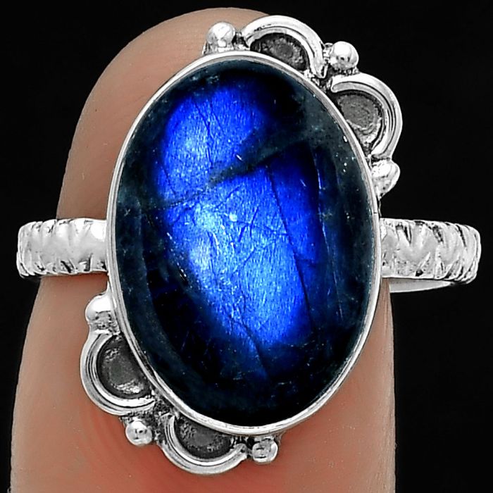 Blue Fire Labradorite - Madagascar Ring size-8.5 SDR176851 R-1103, 11x16 mm