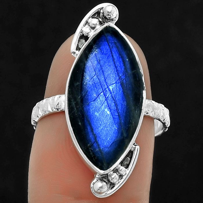 Blue Fire Labradorite - Madagascar Ring size-7 SDR176868 R-1160, 10x20 mm