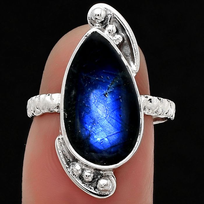 Blue Fire Labradorite - Madagascar Ring size-7 SDR176880 R-1160, 10x17 mm