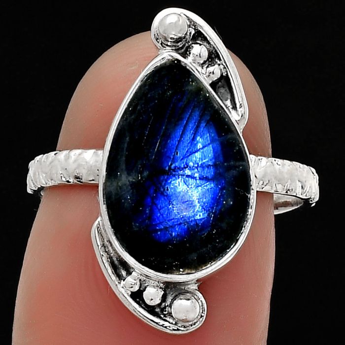 Blue Fire Labradorite - Madagascar Ring size-7 SDR176886 R-1160, 9x14 mm