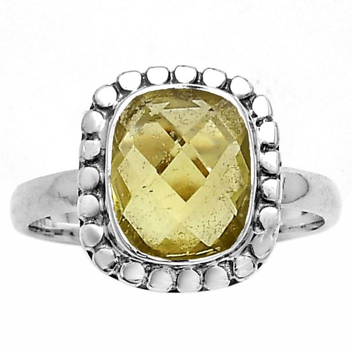 Faceted Natural Lemon Quartz Ring size-7.5 SDR176976 R-1071, 8x10 mm