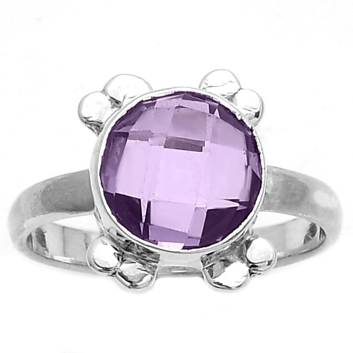 Faceted Natural Amethyst - Brazil Ring size-8 SDR177009 R-1091, 9x9 mm