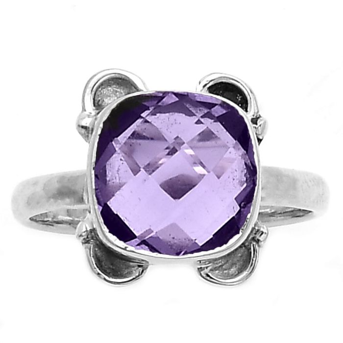 Faceted Natural Amethyst - Brazil Ring size-8 SDR177059 R-1103, 10x10 mm