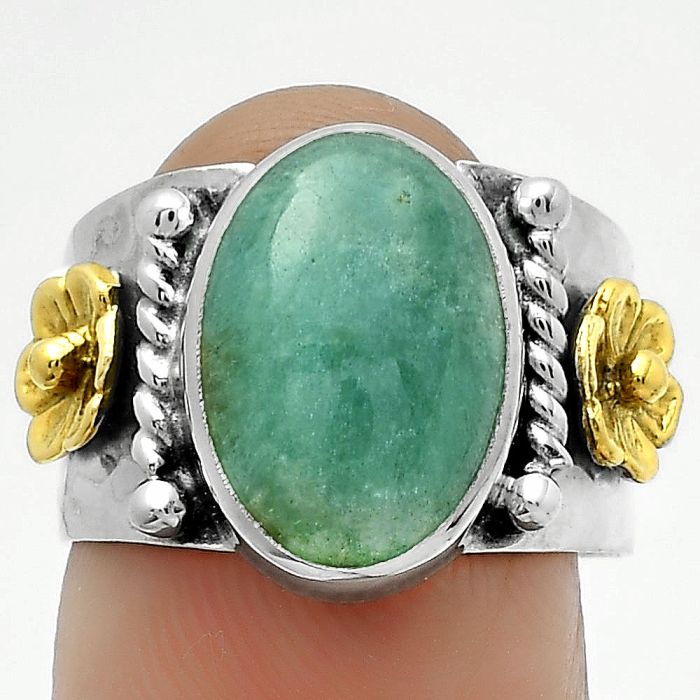 Two Tone - Natural Paraiba Amazonite Ring size-6.5 SDR177246 R-1481, 10x14 mm