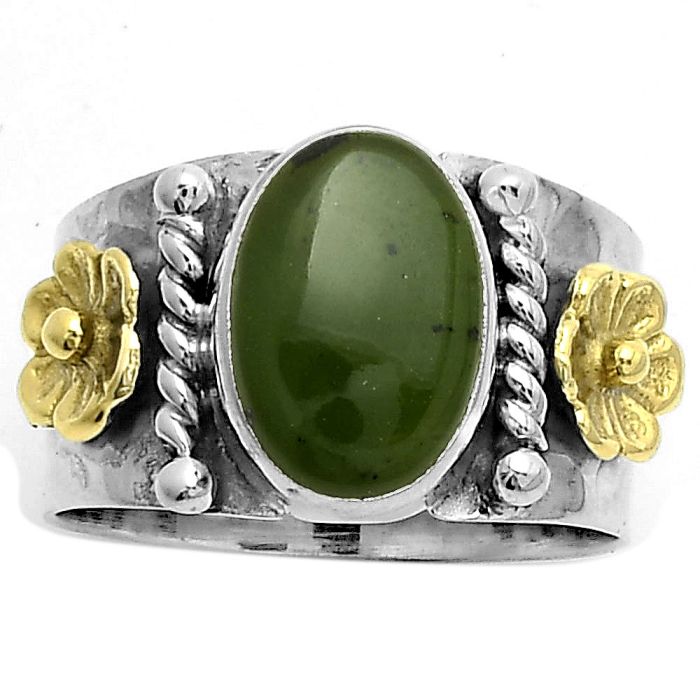 Two Tone - Natural Chrome Chalcedony Ring size-7 SDR177259 R-1481, 8x12 mm