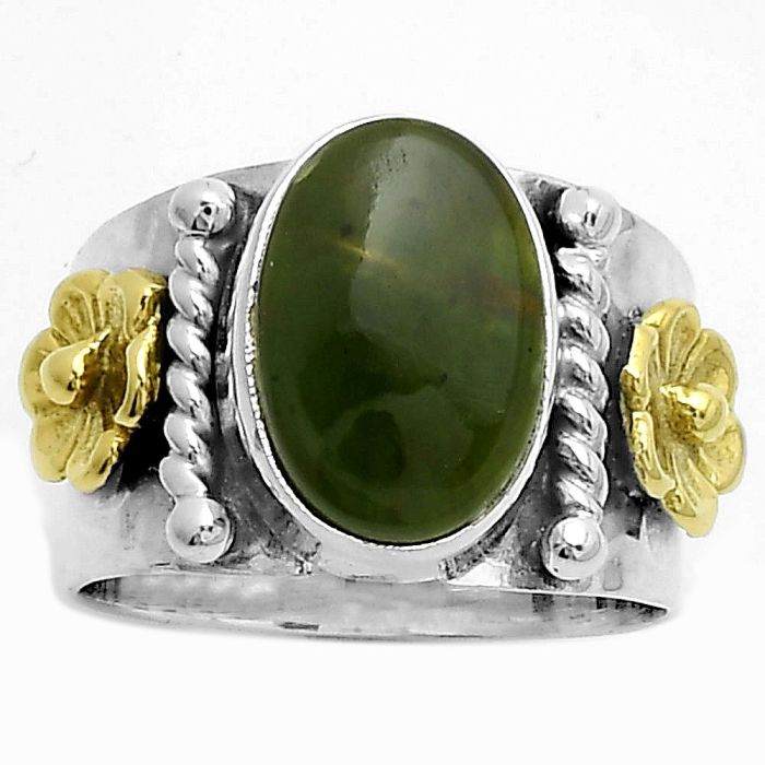 Two Tone - Natural Chrome Chalcedony Ring size-6 SDR177264 R-1481, 8x12 mm