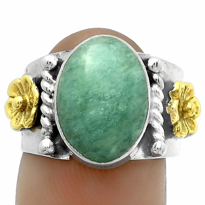 Two Tone - Natural Paraiba Amazonite Ring size-7 SDR177265 R-1481, 10x14 mm