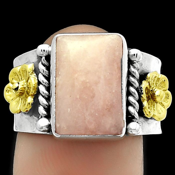 Two Tone - Natural Pink Scolecite Ring size-8 SDR177283 R-1481, 9x13 mm