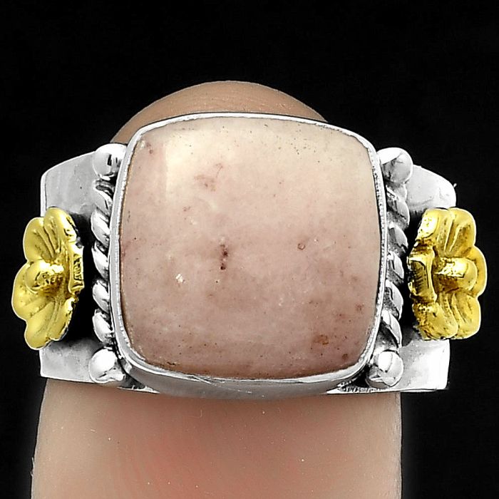 Two Tone - Natural Pink Scolecite Ring size-8 SDR177284 R-1481, 12x12 mm