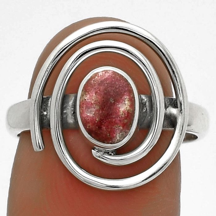 Spiral - Natural Pink Thulite - Norway Ring size-8 SDR177313 R-1485, 5x7 mm