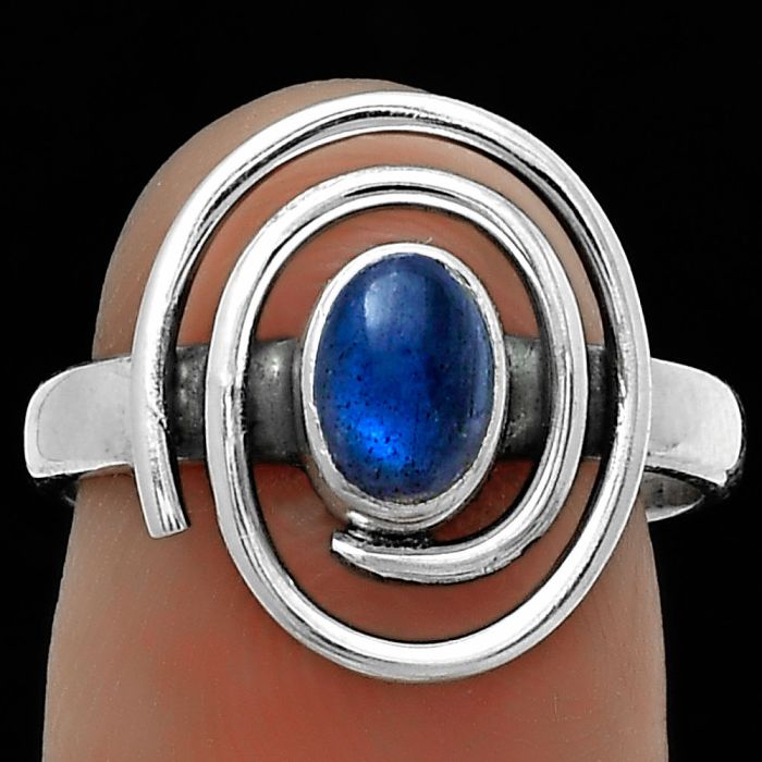 Spiral - Natural Blue Labradorite Ring size-7.5 SDR177335 R-1485, 5x7 mm