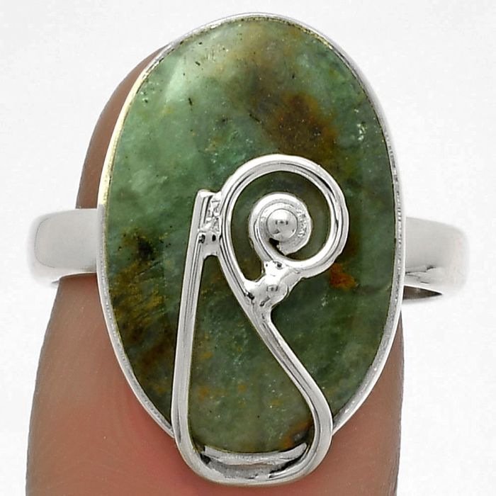 Natural Larsonite Jasper Ring size-8 SDR177341 R-1478, 13x20 mm