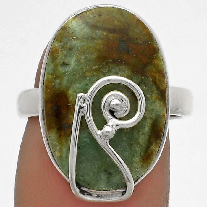 Natural Larsonite Jasper Ring size-7 SDR177343 R-1478, 13x20 mm