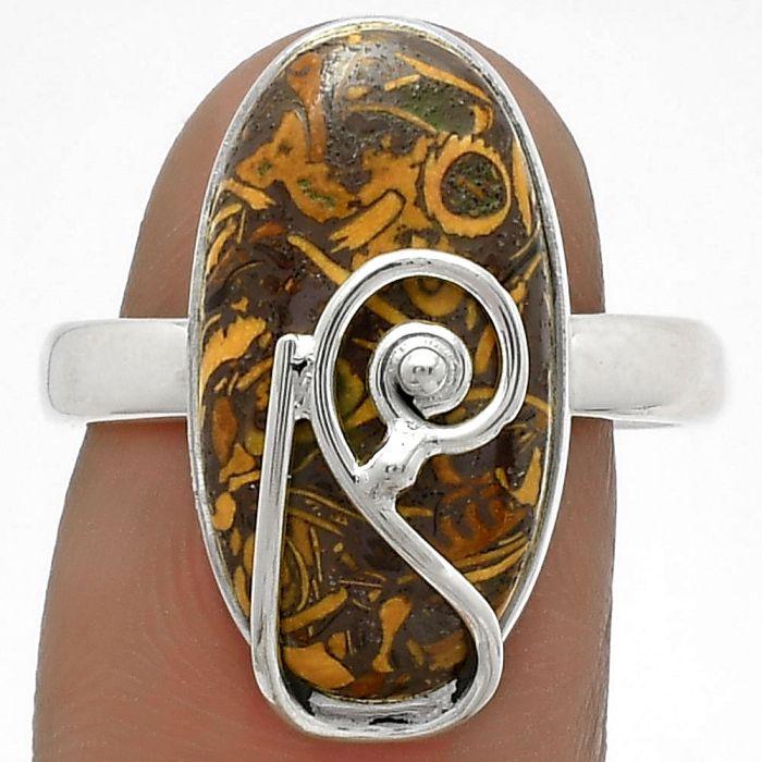 Natural Coquina Fossil Jasper - India Ring size-8 SDR177373 R-1478, 10x19 mm