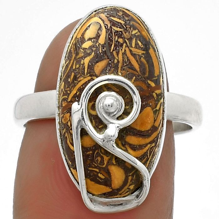 Natural Coquina Fossil Jasper - India Ring size-8 SDR177377 R-1478, 11x20 mm