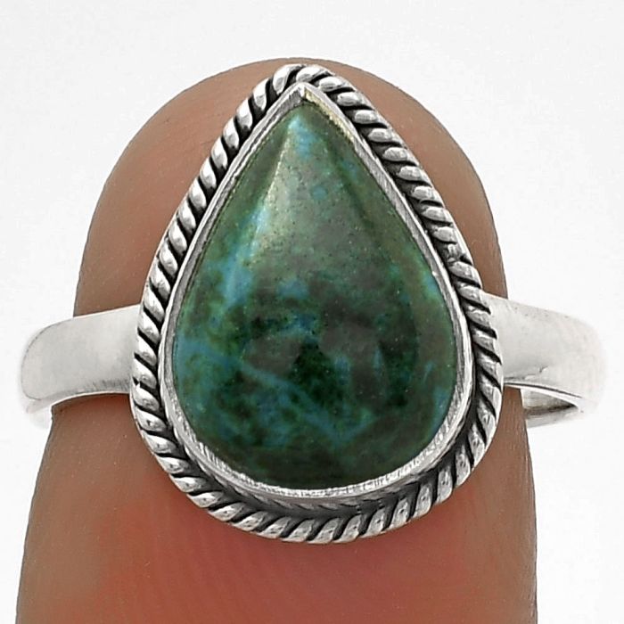 Natural Azurite Chrysocolla Ring size-7 SDR177447 R-1009, 9x13 mm