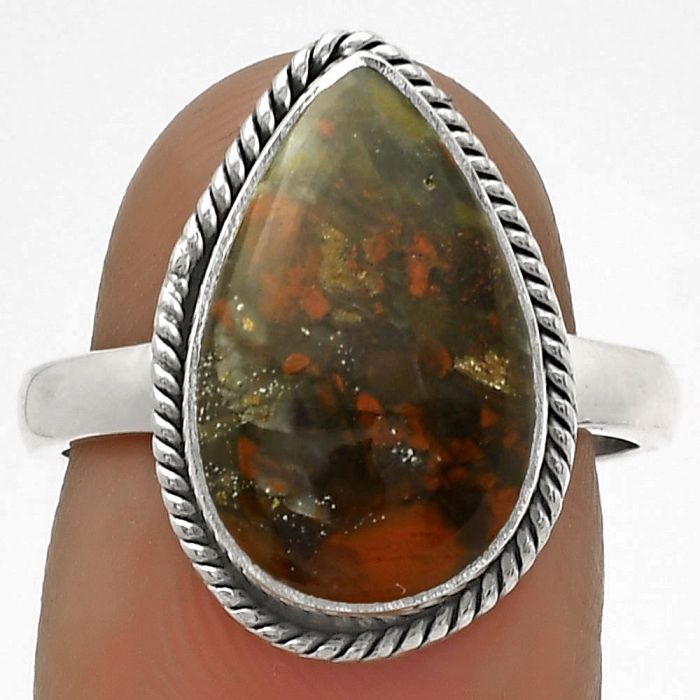 Natural Red Brecciated Jasper Ring size-7.5 SDR177467 R-1009, 10x16 mm