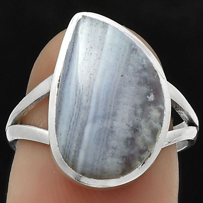 Natural Blue Lace Agate - South Africa Ring size-7 SDR177570 R-1005, 10x16 mm