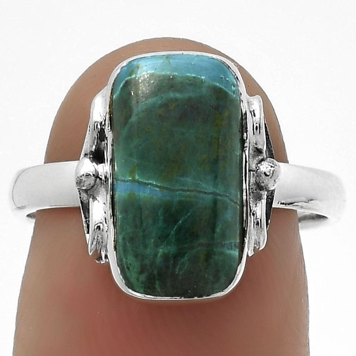 Natural Azurite Chrysocolla Ring size-7.5 SDR177716 R-1198, 7x14 mm