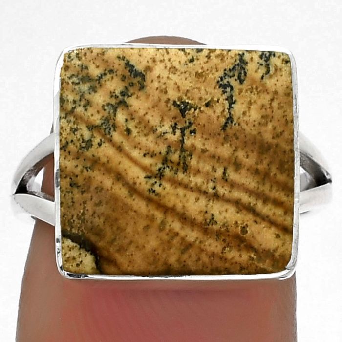 Natural Picture Jasper Ring size-7 SDR177969 R-1002, 14x14 mm