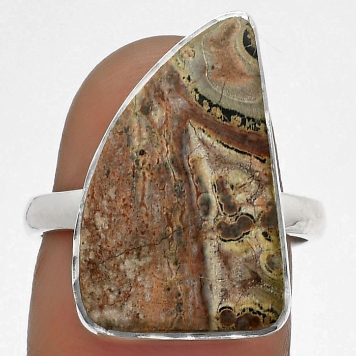 Natural Leopard Skin Jasper Ring size-7.5 SDR177976 R-1001, 13x20 mm