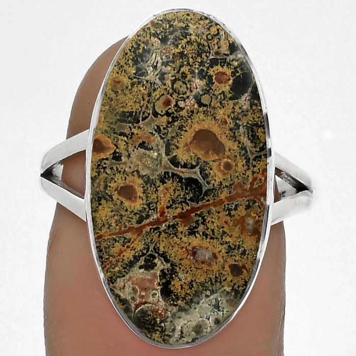 Natural Leopard Skin Jasper Ring size-7.5 SDR177981 R-1002, 12x23 mm