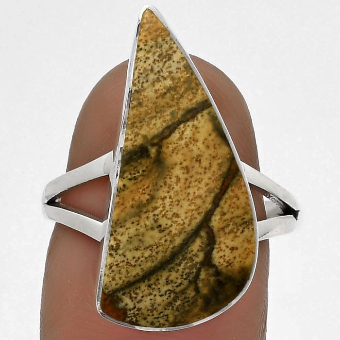 Natural Picture Jasper Ring size-7 SDR177982 R-1002, 11x23 mm