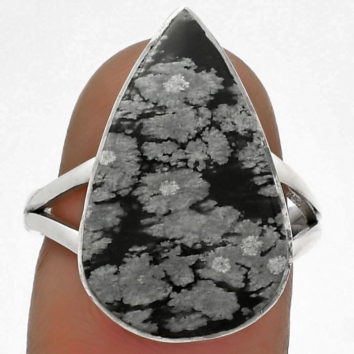 Natural Snow Flake Obsidian Ring size-7 SDR177986 R-1002, 13x21 mm