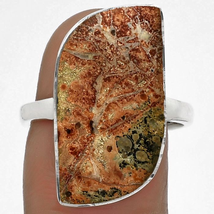 Natural Leopard Skin Jasper Ring size-8.5 SDR177987 R-1001, 12x25 mm