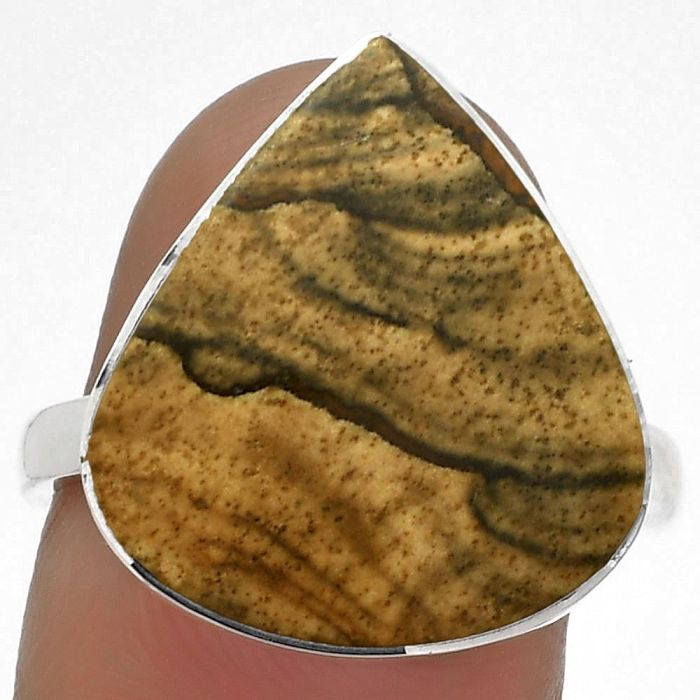 Natural Picture Jasper Ring size-8 SDR177988 R-1001, 17x19 mm