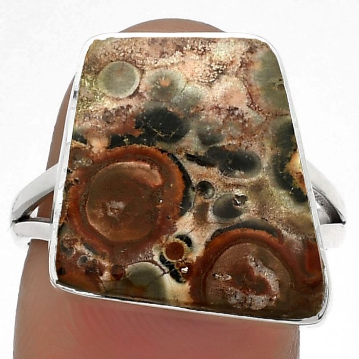 Natural Leopard Skin Jasper Ring size-8 SDR177990 R-1002, 15x17 mm